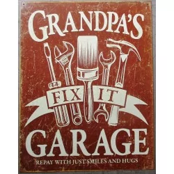 plaque grandpa's garage 41cm tole pub affiche usa deco usa