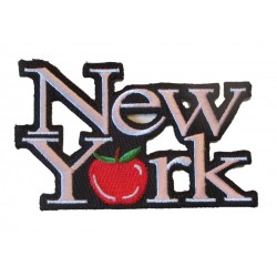 patch inscription new york pomme rouge 11x7 cm ecusson thermocolant