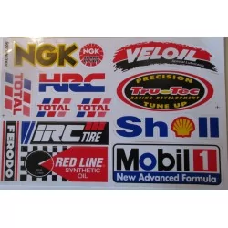 planche de stickers ngk  shell mobil1 autocollant sponsor fond blanc