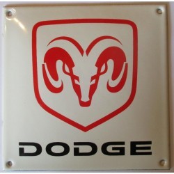 mini plaque emaillée dodge carré blanche 12cm tole email garage