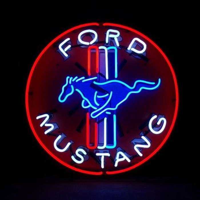 néon publicitaire ford mustang rond 58cm usa deco loft néon publicitaire ford mustang rond 58cm usa deco loft