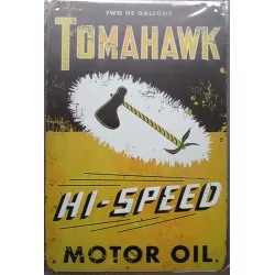 plaque tomahawk motor oil huile garage 30cm tole publicitaire metal pub