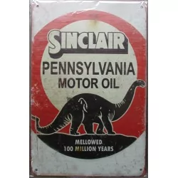 plaque pennsylvania motor oil dinosaure huile garage 30cm tole publicitaire metal pub