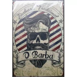 plaque barber barbearia traditional 30cm tole publicitaire metal pub