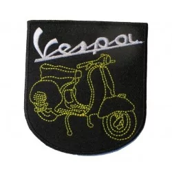 patch vespa  blason noir scooter ecusson thermocollant veste rock
