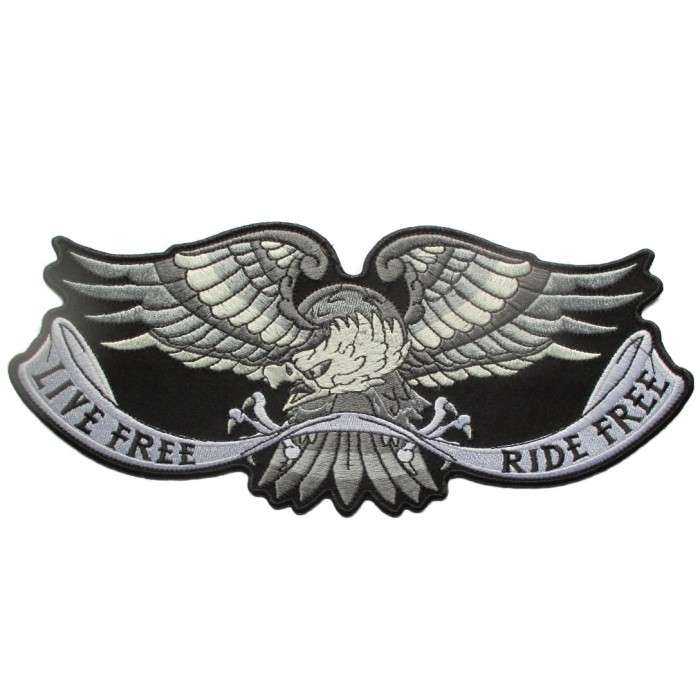 gros patch aigle live free ride free 28x12 cm écusson dos veste blouson biker crane pirate gros patch aigle live free ride free 28x12 cm écusson dos veste blouson biker crane pirate