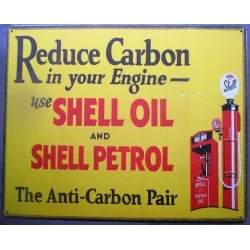 plaque shell reduce carbon rect auto oil huile deco garage tole usa