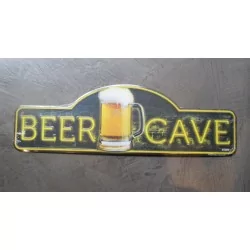 plaque tole beer cave 46x14 cm tole pub biere usa man affiche