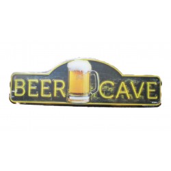 plaque tole beer cave 46x14  cm tole pub biere usa man affiche