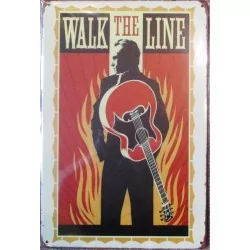 plaque johnny cash walk the line a flammes couleur orangétole 30x20 cm deco affiche pub garage