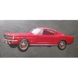 plaque ford mustang  1965 rouge découpée deco tole garage usa 53x20 cm