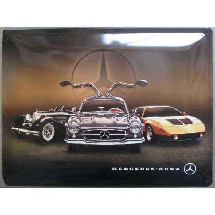 plaque mercedes 3 voitures mythiques tole bombée 40cm pub garage plaque mercedes 3 voitures mythiques tole bombée 40cm pub garage