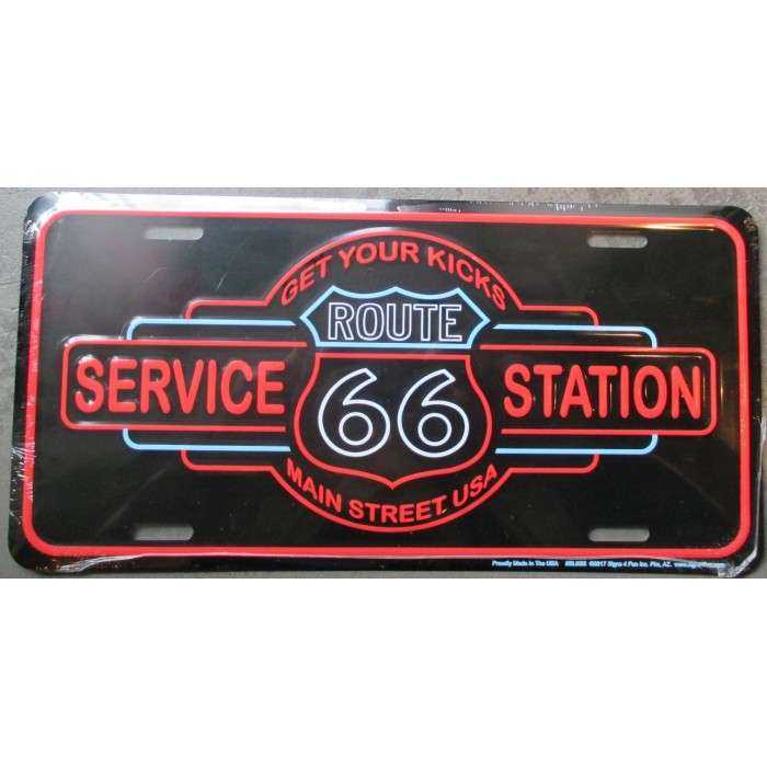 plaque d'immatriculation route 66 service station tole deco affiche us