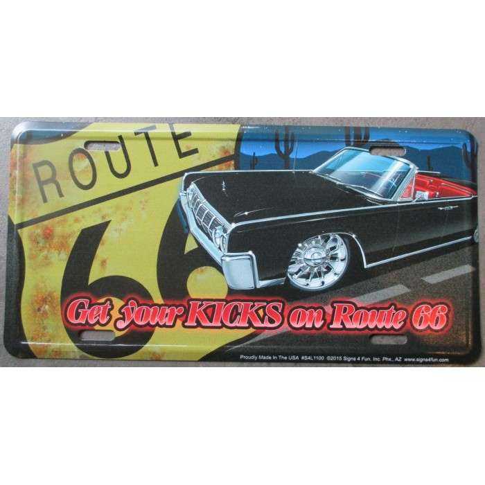 plaque d'immatriculation route 66 et lincoln noire voiture amaericaine tole deco affiche us plaque d'immatriculation route 66 et lincoln noire voiture amaericaine tole deco affiche us