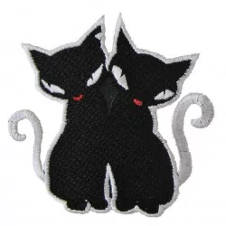 patch deux chat noir ecusson thermocollant rock roll rockab