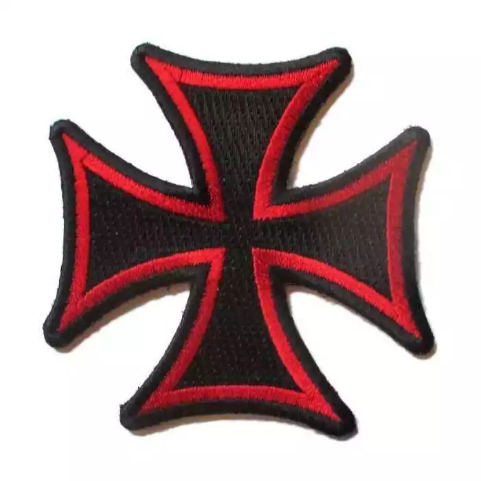 patch croix de malte noir tour rouge ecusson rock roll biker templier