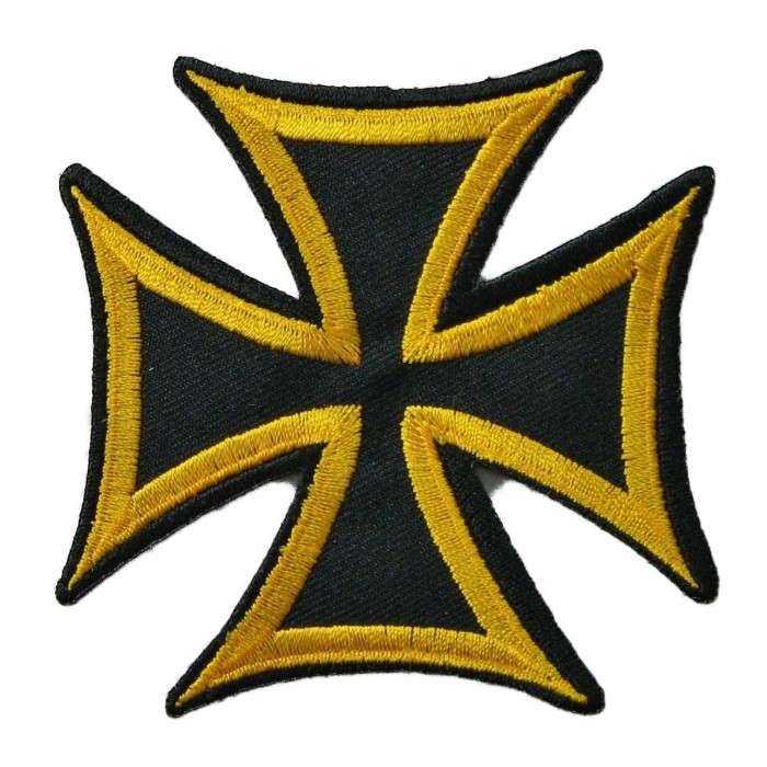 patch croix de malte noir tour jaune ecusson 7.5cm rock roll biker templier patch croix de malte noir tour jaune ecusson 7.5cm rock roll biker templier