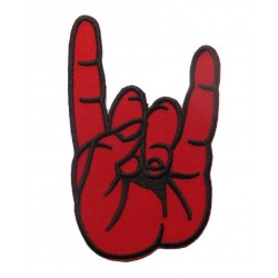 patch main faisant le logo hard rock noir rouge 11cm  ecusson thermocollant fan rock roll