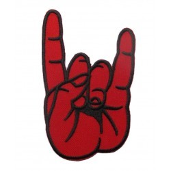 patch main faisant le logo hard rock noir rouge 11cm ecusson thermocollant fan rock roll