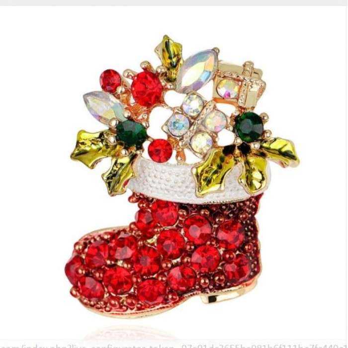 broche botte de noel rouge et strass 4x3 cm femme pin up retro broche botte de noel rouge et strass 4x3 cm femme pin up retro