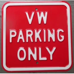 plaque vw parking only embouti couleur rouge 30x30cm tole deco garage metal