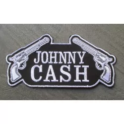 patch johnny cash et 2 pistolets noir blanc 12.5cm ecusson country rock