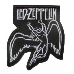 patch led zeppelin ange noir et blanc 9x8 cm ecusson heavy metal hard rock