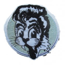 patch thermocollant stray cats tete de chat bleu clair 8x7.5 cm logo groupe