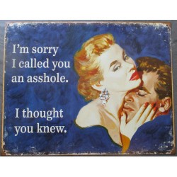 Humor plate with Pin Up I'm sorry .... Deco Tole USA