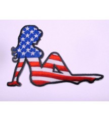 patch pin up et drapeau des usa american pin up trucker rockabilly rock roll ecusson