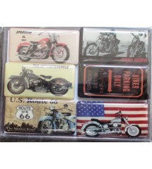 lot de 6 magnet moto biker only route 66 harley indian café bar deco cuisine aimant