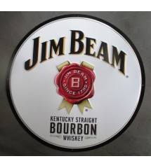 plaque bourbon jim beam whiskey whisky ronde 60cm tole deco diner usa bar loft