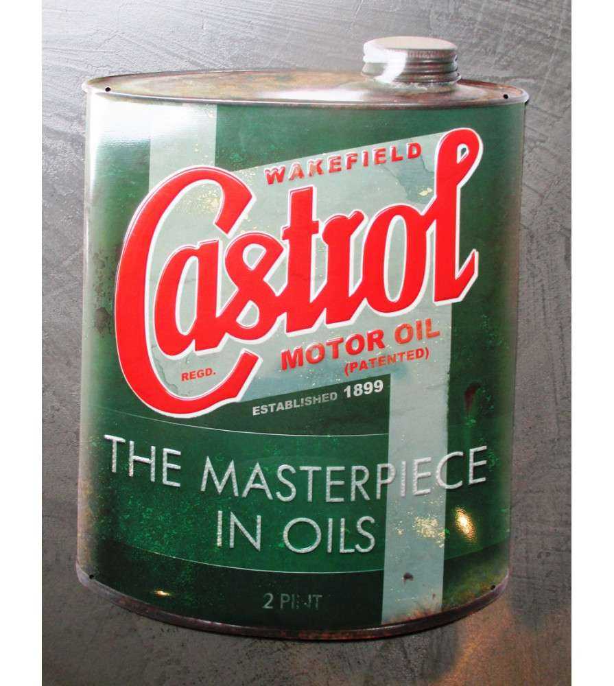 plaque metal bidon castrol motor oil emboutie 40x30cm deco garage loft diner