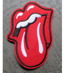 patch stones bouche langue rouge logo groupe 9x7cm hard rock roll ecusson thermocollant