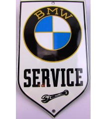 plaque décorative emaillée BMW service doré ancien logo 15x9cm tole email