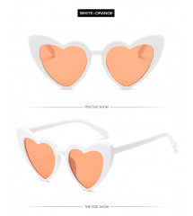 Sunglasses woman heart shape white orange glass pin up rockabilly