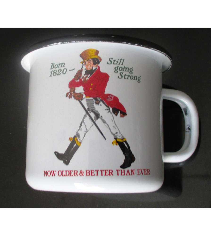 Mug Johnnie Walker white and red in email coffee cup enamelled car