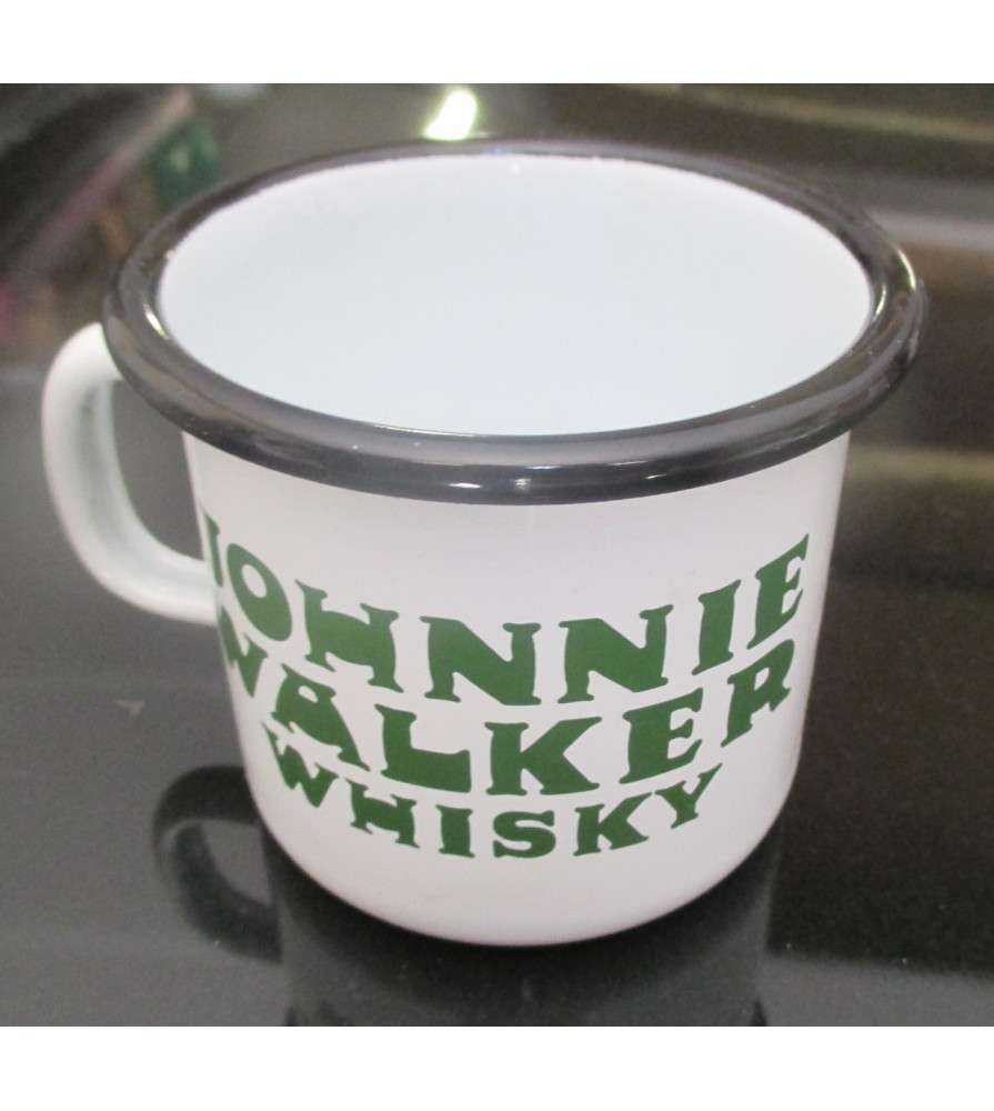 Mug Johnnie Walker white and red in email coffee cup enamelled car