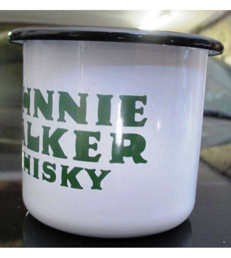 Mug Johnnie Walker white and red in email coffee cup enamelled car