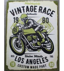 plaque vintage race los angeles motorcycle 40x30cm tole deco garage moto