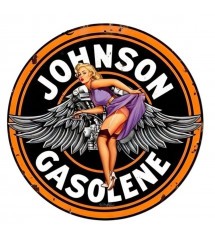 sticker extra fin pin up devant le logo johnson gasolene autocollant garage