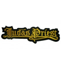patch judas priest jaune groupe hard rock 13x4 cm écusson thermocollant pour veste blouson