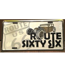 plaque d'immatriculation hot rod sixty six route 66 tole usa license plate