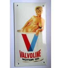 plaque décorative emaillée pin up valvoline 20x10 cm motor oil deco garage huile