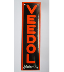 plaque décorative emaillée veedol rectangulaire noir orange 20x5.5cm motor oil deco garage huile