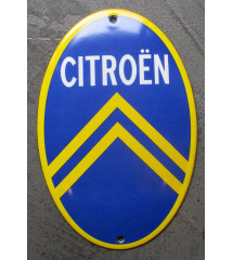 plaque décorative emaillée logo citroen bleu et jaune forme ovale 15x10cm motor oil deco garage huile