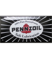 plaque décorative emaillée pennzoil rectangulaire noir 20x10 cm motor oil deco garage huile