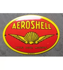 plaque décorative emaillée aeroshell ovale huile pour moteur 14x10cm motor oil deco garage huile F77