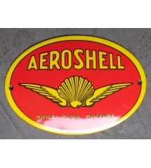 plaque décorative emaillée aeroshell ovale huile pour moteur 14x10cm motor oil deco garage huile F77