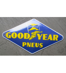 plaque décorative emaillée logo goodyear pneus losange bleu 22x12 cm motor oil deco garage huile